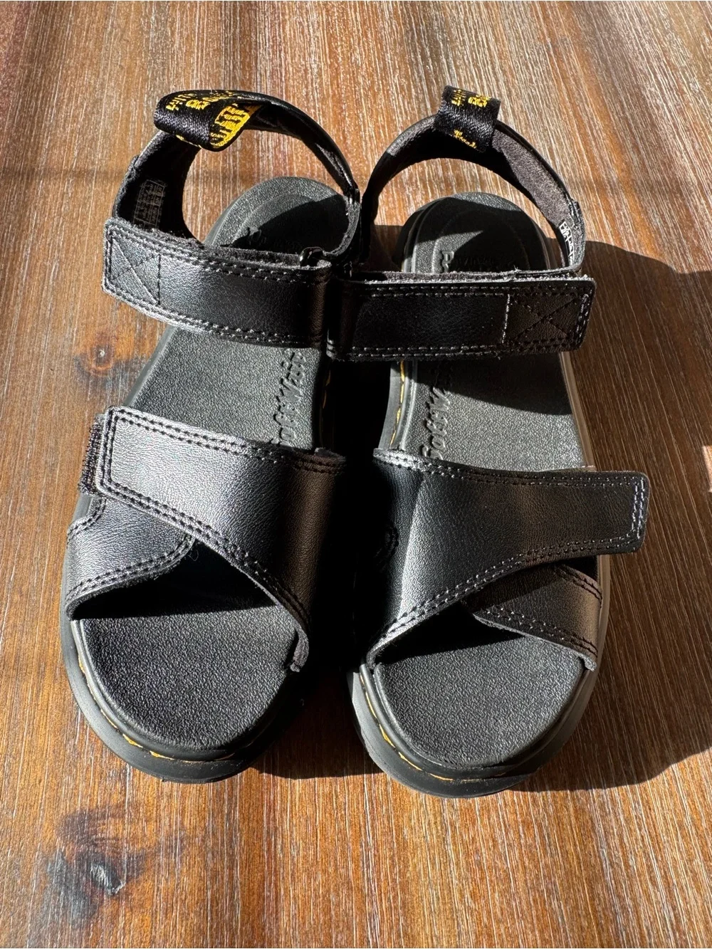 Dr. Martens Vossie J Black Leather Sandals Kids/Juniors Size 2 EU 33